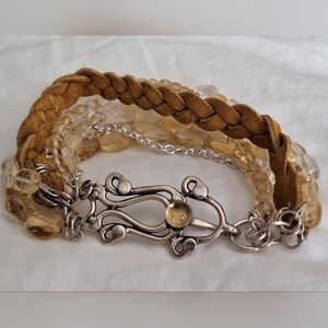 Vintage Beaded, Leather Bracelet